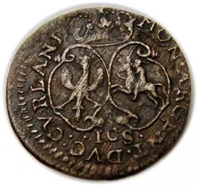 Obrazek 2 dla: Grosz kurlandzki 1763 Ernest Jan Biron Księstwo Kurlandzkie Mitawa