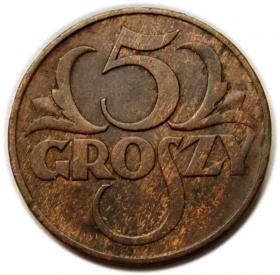 Obrazek dla: 5 groszy 1937 II RP Warszawa