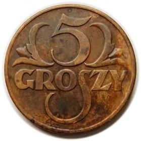 Obrazek dla: 5 groszy 1937 II RP Warszawa