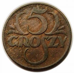Obrazek dla: 5 groszy 1937 II RP Warszawa