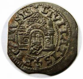 Obrazek 2 dla: Szeląg 1575 Wolne Miasto Ryga 