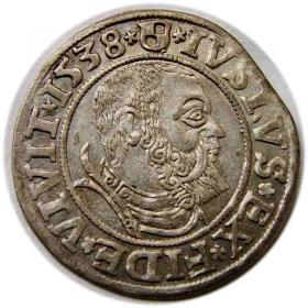 Grosz 1538 Albrecht Hohenzollern Księstwo Pruskie Królewiec