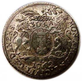 30 groszy złotówka 1762 August III Sas Gdańsk