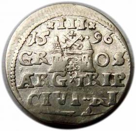 Obrazek 2 dla: Trojak 1596 Zygmunt III Waza Ryga