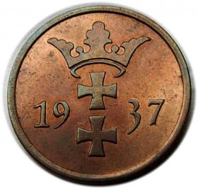 Obrazek 2 dla: 2 fenigi 1937 Wolne Miasto Gdańsk Berlin