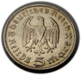 Obrazek 2 dla: 5 marek 1935 Paul von Hindenburg / orzeł pruski Monachium