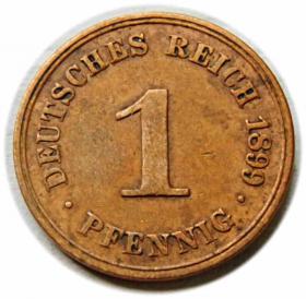 Obrazek dla: 1 fenig 1899 Wilhelm II Hohenzollern Niemcy Berlin