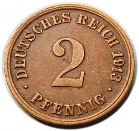 Obrazek dla: 2 fenigi 1913 Wilhelm II Hohenzollern Niemcy Monachium