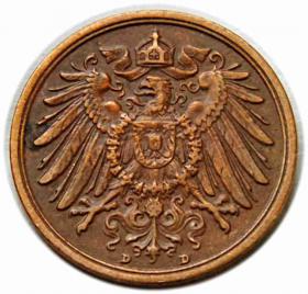 Obrazek 2 dla: 2 fenigi 1913 Wilhelm II Hohenzollern Niemcy Monachium