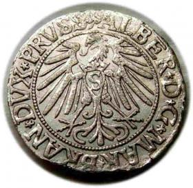 Obrazek 2 dla: Grosz 1543 Albrecht Hohenzollern Księstwo Pruskie Królewiec