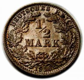 Obrazek dla: 1/2 marki 1916 Wilhelm II Hohenzollern Niemcy Berlin