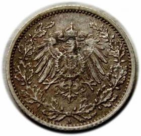 Obrazek 2 dla: 1/2 marki 1918 Wilhelm II Hohenzollern Niemcy Berlin