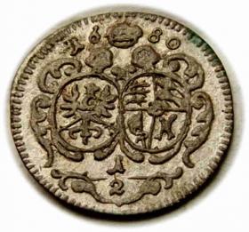 Obrazek dla: 1/2 krajcara 1680 Krystian Ulryk Wirtemberski Księstwo Oleśnickie Oleśnica