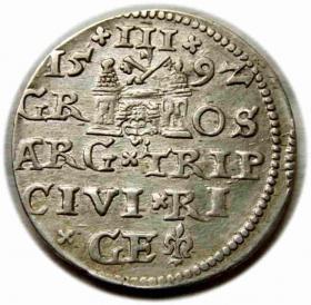 Obrazek 2 dla: Trojak 1592 Zygmunt III Waza Ryga