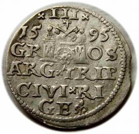 Obrazek 2 dla: Trojak 1595 Zygmunt III Waza Ryga