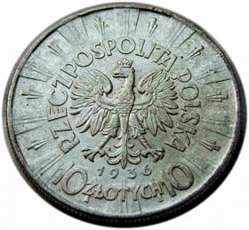 Obrazek 2 dla: 10 złotych 1936 Józef Piłsudski 
