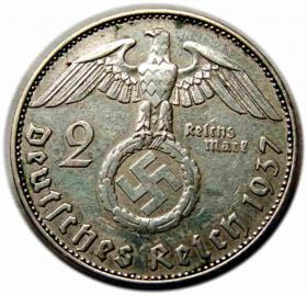 Obrazek 2 dla: 2 marki 1937 J Niemcy Hamburg