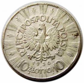 Obrazek 2 dla: 10 złotych 1936 Józef Piłsudski Warszawa