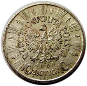 Obrazek 2 dla: 10 złotych 1936 Józef Piłsudski Warszawa