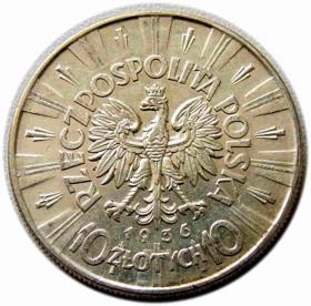 Obrazek 2 dla: 10 złotych 1936 Józef Piłsudski Warszawa