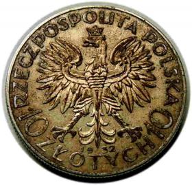 Obrazek 2 dla: 10 złotych 1932 Głowa Kobiety Warszawa