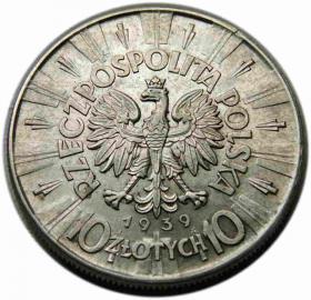 Obrazek 2 dla: 10 złotych 1939 Józef Piłsudski Warszawa