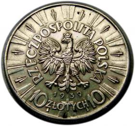 Obrazek 2 dla: 10 złotych 1939 Józef Piłsudski Warszawa