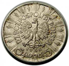 Obrazek 2 dla: 5 złotych 1935 Józef Piłsudski II RP Warszawa