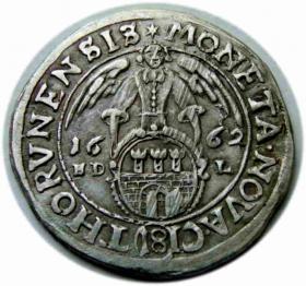 Obrazek 2 dla: Ort 1662 Jan Kazimierz Toruń