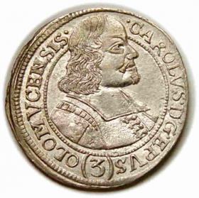 Obrazek dla: 3 krajcary 1670 Karol II Lichtenstein Ołomuniec