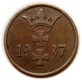 Obrazek 2 dla: 1 fenig 1937 Wolne Miasto Gdańsk