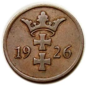 Obrazek 2 dla: 2 fenigi 1926 Wolne Miasto Gdańsk