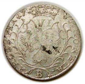 Obrazek 2 dla: Szóstak 1756 Fryderyk II Wielki Prusy Wrocław