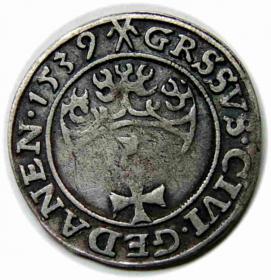 Obrazek 2 dla: Grosz 1539 Zygmunt I Stary Gdańsk