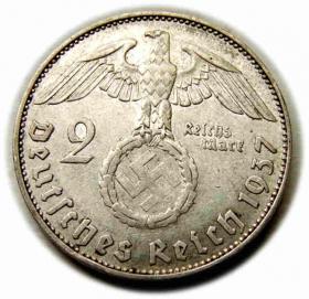 Obrazek 2 dla: 2 marki 1937 J Niemcy Hamburg 
