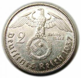 Obrazek 2 dla: 2 marki 1937 J Niemcy Karlsruhe 