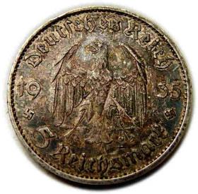 Obrazek 2 dla: 5 marek 1935 E Muldenhutten Niemcy kościół srebro