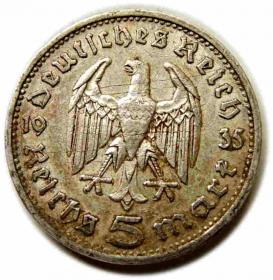 Obrazek 2 dla: 5 marek 1935 G Karlsruhe Niemcy srebro