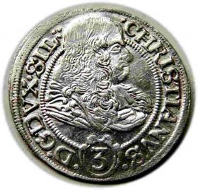 Obrazek dla: 3 krajcary 1670 Chrystian Wołowski Księstwo Brzesko  Legnicko  Wołowskie Brzeg