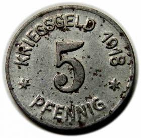 Obrazek dla: 5 fenigów 1918 Pacibórz / Ratibor