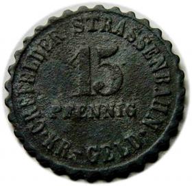 Obrazek dla: 15 fenigów 1917 żeton tramwajowy Crefeld