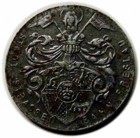 Obrazek 2 dla: Żeton tramwajowy 10 fenigów 1920 Wrocław / Breslau