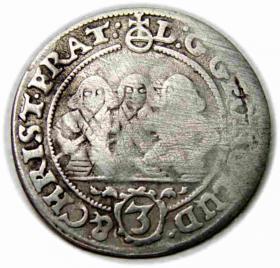 Obrazek dla: 3 krajcary 1657 Jerzy III, Ludwik IV, Chrystian, Księstwo Brzesko  Legnicko  Wołowskie Brzeg