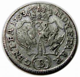 Obrazek 2 dla: 3 krajcary 1753 Fryderyk Wilhelm II Prusy Wrocław