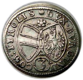 Obrazek 2 dla: 3 krajcary 1649 Ferdynand Karol Austria Hall