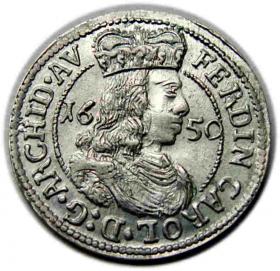 Obrazek dla: 3 krajcary 1650 Ferdynand Karol Austria Hall