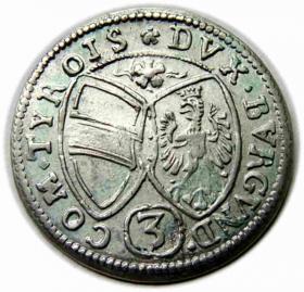 Obrazek 2 dla: 3 krajcary 1650 Ferdynand Karol Austria Hall