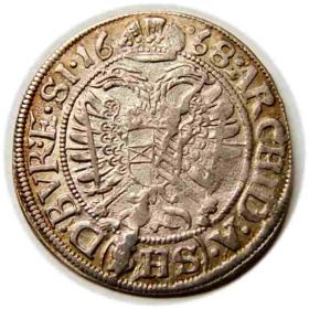 Obrazek 2 dla: 3 krajcary 1668 Leopold I Habsburg Wrocław