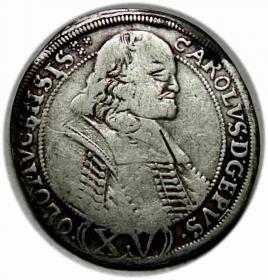 Obrazek dla: 15 krajcarów 1693 Karol II Liechtenstein Ołomuniec