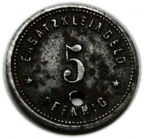 Obrazek dla: 5 fenigów Główne Warsztaty Kolejowe Racibórz / Eisenbahn Haupt  Werkstatt Ratibor